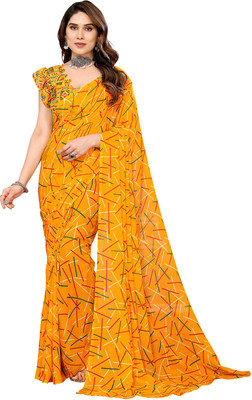 Moda Rapido Printed Daily Wear Georgette Saree(Yellow)