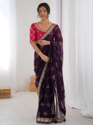 Sareemall Embellished Bollywood Georgette Saree(Maroon)