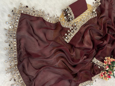 Divastri Embellished Bollywood Jimmy choo Saree(Maroon)
