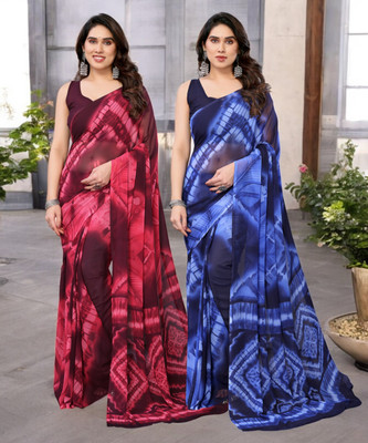 Divastri Printed Bollywood Georgette Saree(Pack of 2, Multicolor)
