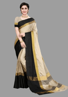 DUTT TEXTILE Self Design Bollywood Cotton Silk Saree(Beige)
