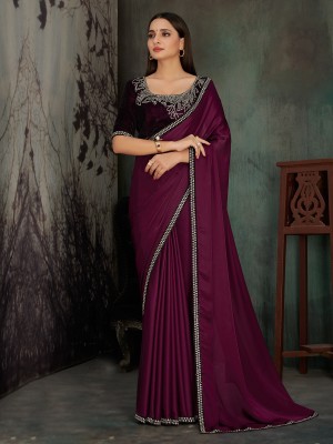 Sareemall Embellished Bollywood Chiffon Saree(Magenta)