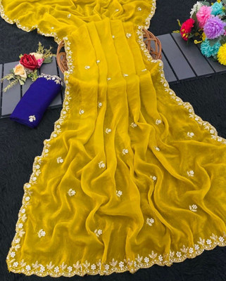 Ethina Fashion Dyed Bollywood Art Silk Saree(Yellow)