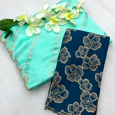 CLICKTHEMALL Self Design Leheria Satin Saree(Blue)