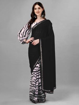 Be4Me.com Printed Bollywood Georgette Saree(Black)