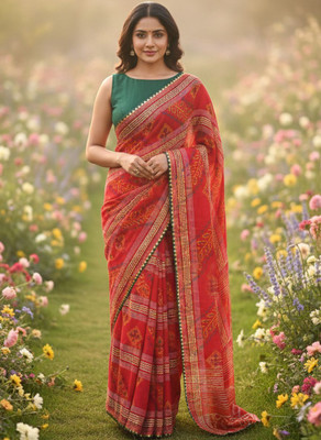 Sareez House Self Design Bollywood Georgette Saree(Red)