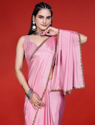 VISHNU Woven Bollywood Chiffon, Jimmy choo Saree(Pink)