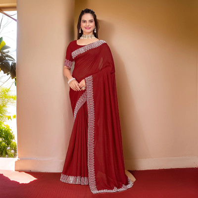 MANISHA Digital Print, Floral Print Bollywood Georgette Saree(Red)
