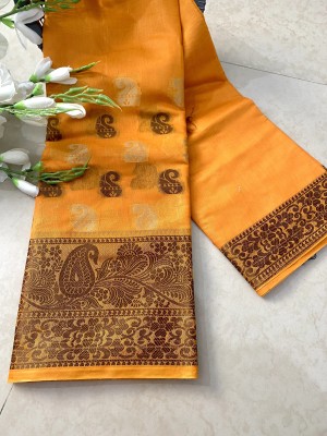 ALLIOOP Self Design, Woven Chanderi Jacquard, Art Silk Saree(Yellow)