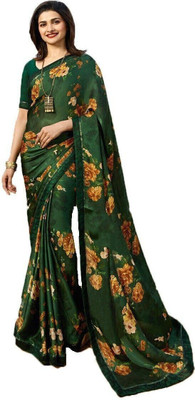 ROOP SUNDARI SAREES Printed Bollywood Pure Silk Saree(Dark Green)
