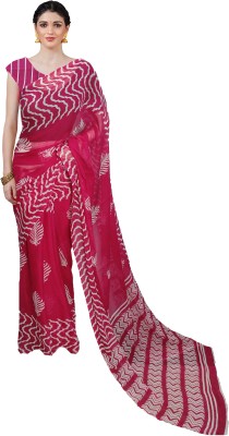 RAMNATH'S Blocked Printed, Color Block, Floral Print, Printed Daily Wear Pure Cotton Saree(Pink, Black)