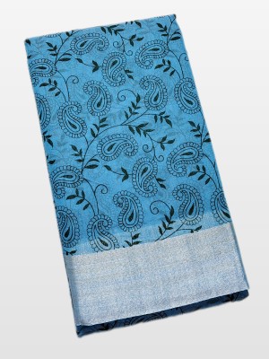 JR Handloom Paisley, Floral Print Kota Doria Cotton Blend Saree(Blue)