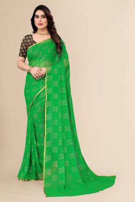 Prutha Fashions Embellished Bollywood Chiffon Saree(Light Green)