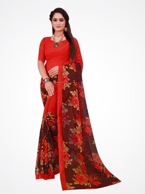 Suntex Printed Daily Wear Georgette Saree(Red)