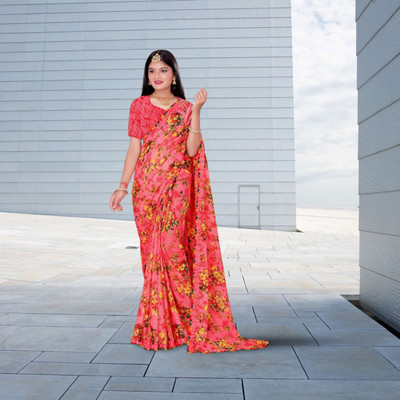 Laxmi Vinayak Textile Embroidered Bollywood Georgette Saree(Pink)