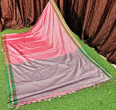 Spewim Solid/Plain Ilkal Cotton Blend Saree(Red)