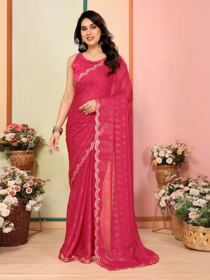 Panchvati NX Embellished Bollywood Silk Blend Saree(Pink)