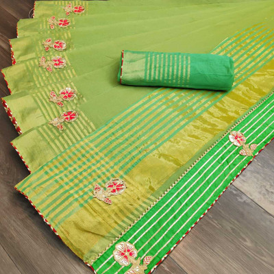 Kanooda Prints Self Design Kota Doria Net Saree(Multicolor)