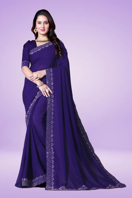 Lajamani Fashion Embroidered Bollywood Georgette Saree(Blue)
