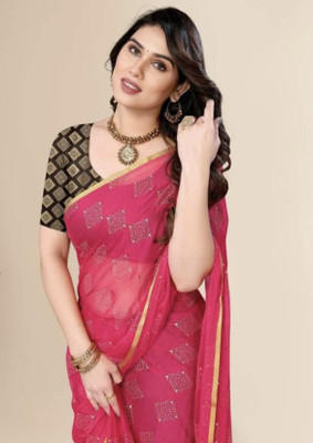 VINIT ENTERPRISE Polka Print Daily Wear Chiffon Saree(Red)