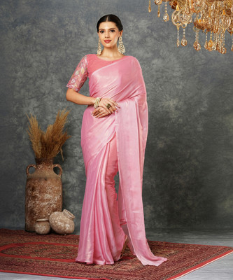 Samah Embellished Bollywood Georgette Saree(Pink)