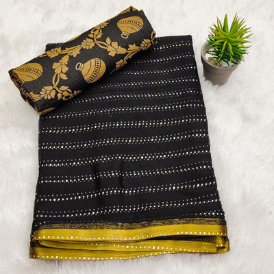 DIVYASHAKTI FASHION Striped Daily Wear Chiffon Saree(Black)