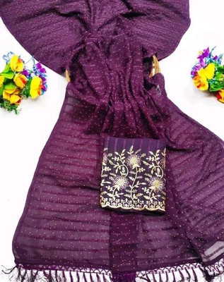 Sayal Creation Embroidered Bollywood Chiffon Saree(Purple)