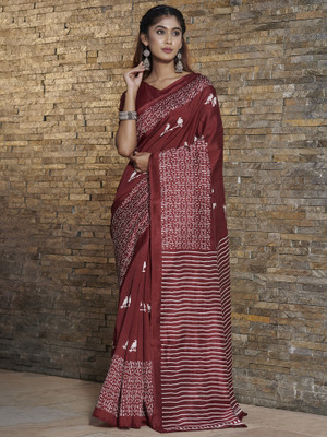 Divastri Printed Daily Wear Art Silk Saree(Maroon)