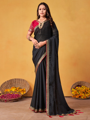 Tasrika Embroidered Bollywood Georgette Saree(Black)