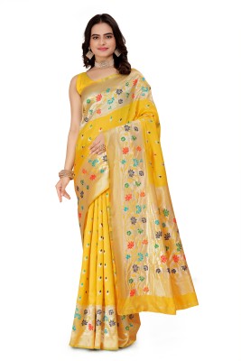 VASALI Woven Bollywood Pure Silk, Art Silk Saree(Yellow)