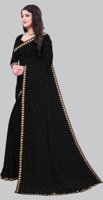 Verviza Embroidered Bollywood Chiffon Saree(Black)