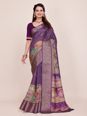 MAHARANI04CREATION Woven, Digital Print, Self Design Bollywood Art Silk, Jacquard Saree(Pack of 2, Multicolor)