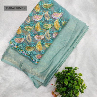 MB Shopee Solid/Plain Bollywood Chiffon Saree(Blue)