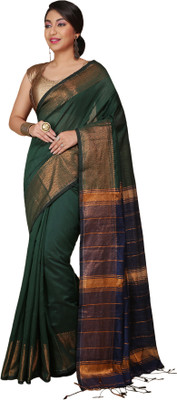 Divastri Woven Handloom Art Silk Saree(Green)