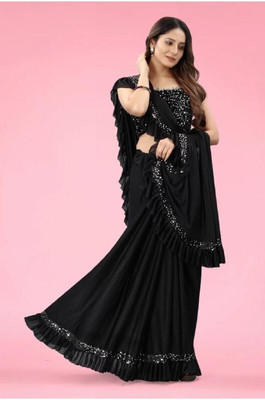 JAYKAR Embellished Bollywood Lycra Blend Saree(Black)