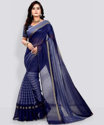 Suntex Striped Daily Wear Cotton Silk Saree(Multicolor)