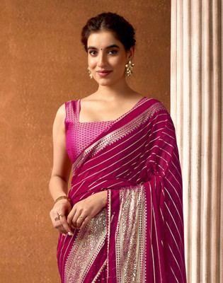Divastri Printed Bollywood Chiffon, Georgette Saree(Purple)