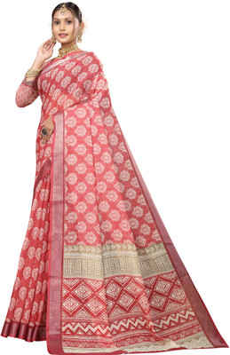 Gajal Printed, Woven Kanjivaram Pure Cotton, Cotton Linen Saree(Maroon)