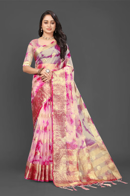 Aarunika SBT Solid/Plain Bollywood Organza Saree(Pink)