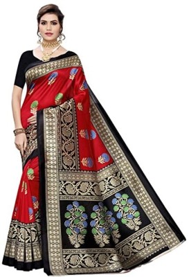 sareeee Printed Bhagalpuri Cotton Silk Saree(Red)