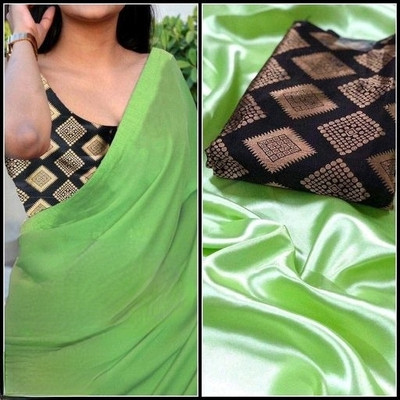 Arpita Fashion Solid/Plain Bollywood Pure Silk Saree(Light Green)