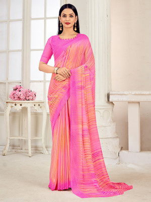 ANOUK Printed Daily Wear Georgette Saree(Pink)