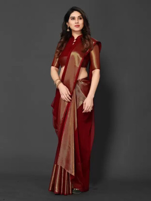 Vragi Self Design Bollywood Chiffon Saree(Maroon)