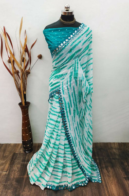 WASTRA STUDIO Ombre, Dyed Kalamkari Lycra Blend Saree(Green)