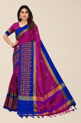 Divastri Embroidered Bollywood Cotton Silk Saree(Blue, Pink)