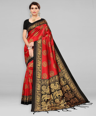 Divastri Solid/Plain Bollywood Georgette Saree(Red)