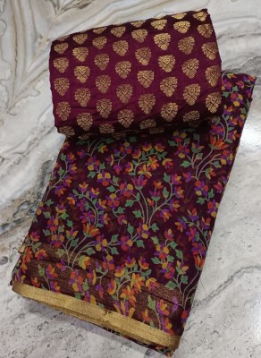 JustEthnic Floral Print Bollywood Chiffon Saree(Purple)