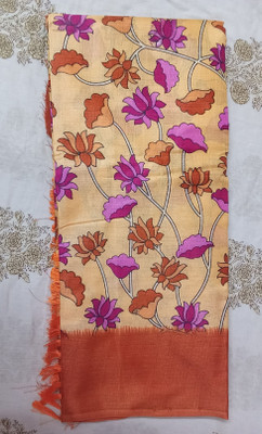 NO BRND Floral Print, Digital Print Bollywood Art Silk Saree(Orange)