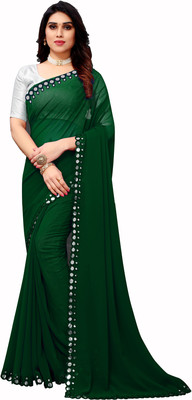 The Fashion Tax Embellished Bollywood Georgette Saree(Dark Green)