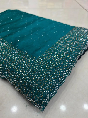 Queenhive Self Design, Embellished Daily Wear Jimmy choo Saree(Blue)